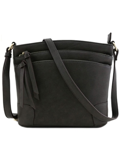 Fashion Multi Zip Pocket Crossbody Bag WU059 CHARCOAL GRAY